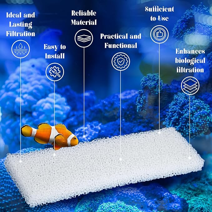 Nosiny 20 Pcs Filter Pad Compatible with Fluval U3 Underwater Sponge Aquarium Filter Media Replacement Accessories Compatible for Aquarium, Fish Tank