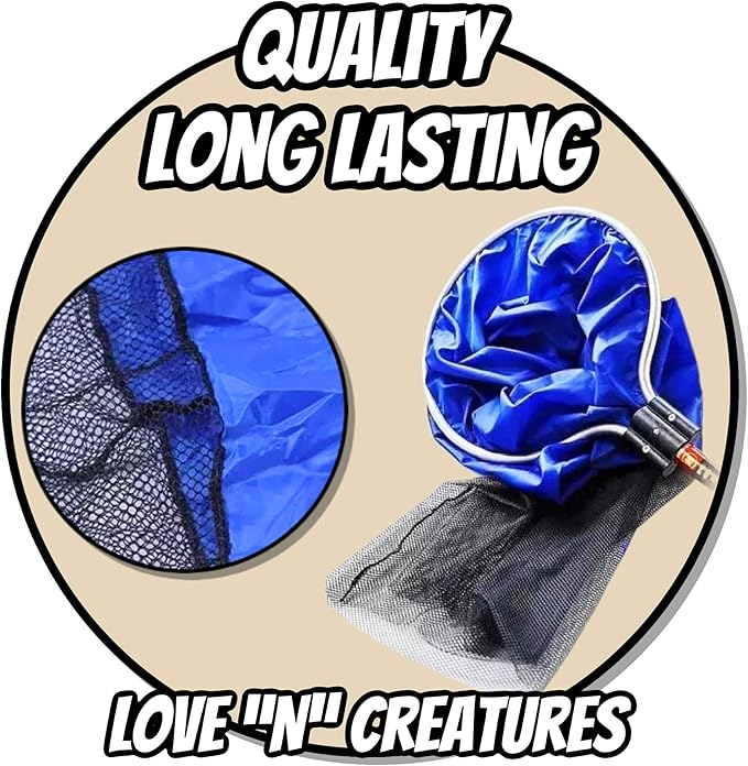 Love "N" Creatures Japanese Koi Sock Aquarium Kit for Medium to Large Fish – Holds Water – Long Knotless Netting Deep Soft Mesh Basket - Spawning, Breeding, Care & Transfer Accessories