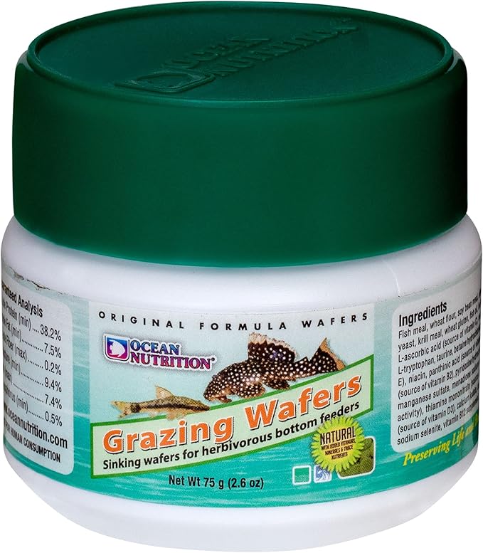 Ocean Nutrition Algae Wafers, Tropical Fish Food, Pleco Wafers, Algae Wafers for Bottom Feeders, Nutritionally Balanced Vegetarian Fish Food for Herbivorous Bottom Feeders, 2.6 oz (75 g)