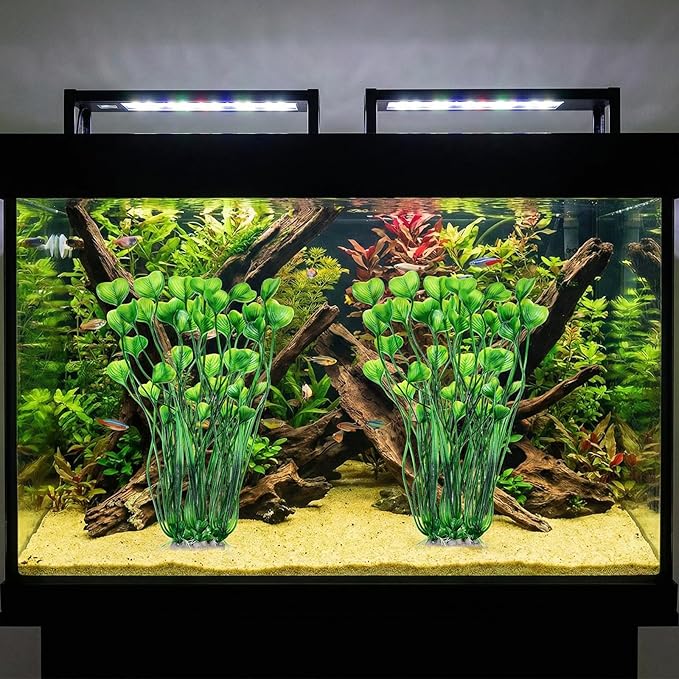 1 Pack Tall Aquarium Plants Plastic Realistic 15.35 Inches Aquarium Plants with Weighted Base Artificial Green Fish Tank Decor for Fish Tanks Aquascaping