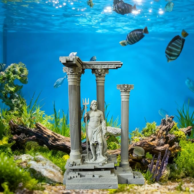 Baoblaze Roman Column Decoration Realistic Resin Aquarium Decor Fish Tank Accessories Landscape Decoration Roman Pillar Decor 18.5cm, Set C
