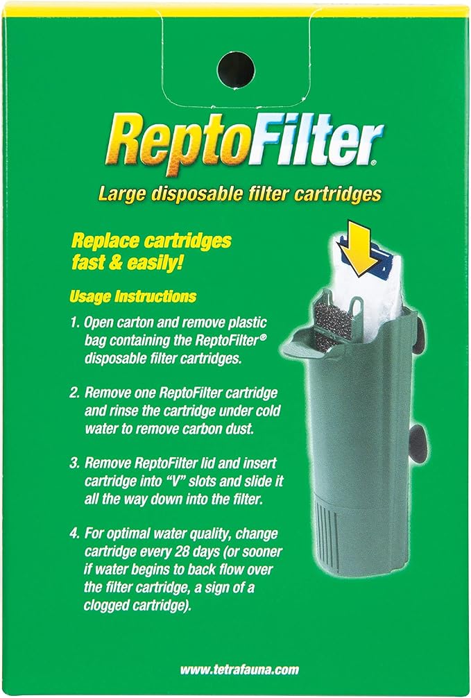 Tetra ReptoFilter Large Filter Cartridges for Terrariums, Fits TetraFauna ReptoFilter 50 gal, 3 Count (Pack of 2)