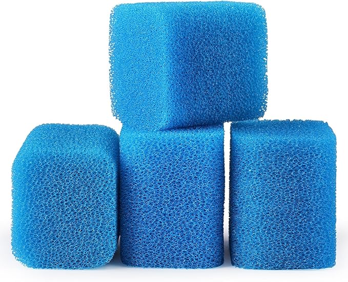 fishkeeper Replacement Filter Sponge for Aquariums (4 Pack), Washable and Reusable Biological Filter Sponge Media for Fish Tanks