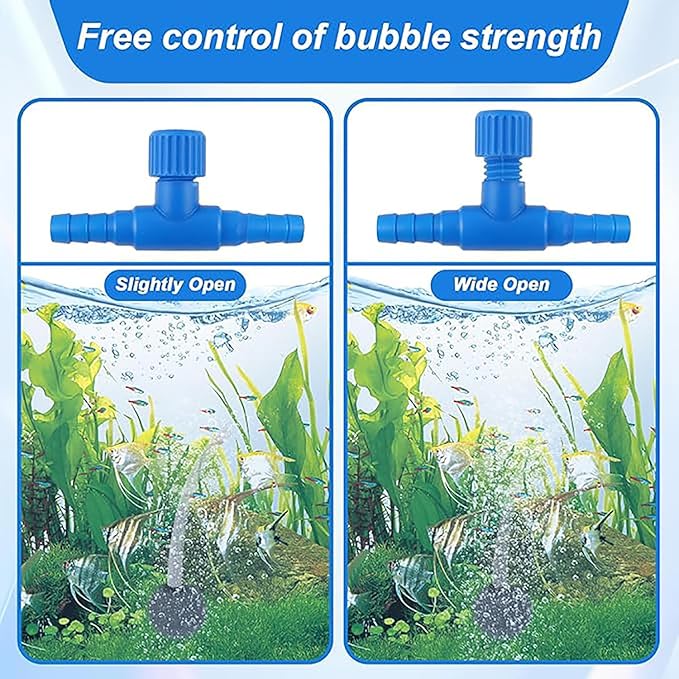 12PCS 3/16 inch ID Aquarium Air Control Valve 4mm Oxygen Tube Blue Single Way Plastic Air Flow Control Regulator Fish Aquarium Air Pump Accessories