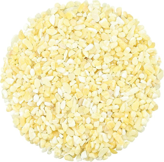 ZHIYUXI Yellow Jade Crystal Chips Bulk Fish Tank Decorations Aquarium Rocks Gravel Vase Filler Stones Crystals for Candle Making Witch Kit Gravel for Plants Quartz Sand Gemstone 0.22 lbs
