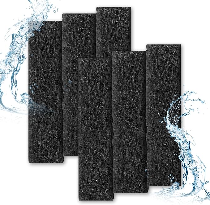 6pcs Filter Pads for Aqueon, Fish Tank Carbon Filter Pads Ammonia & Phosphate Reducer Aquarium Filter Cartridge Accessories for Aqueon QuietFlow LED PRO Model 10 (Black)