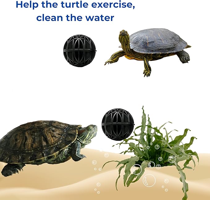 Turtle Feeding Ring for Fish Tank with Filter Balls Set, Floating Feeding Ring for Fish Tank and Nitrifying Balls, Aquatic Turtles Toys, Feeder for Betta Guppy Goldfish (Black)