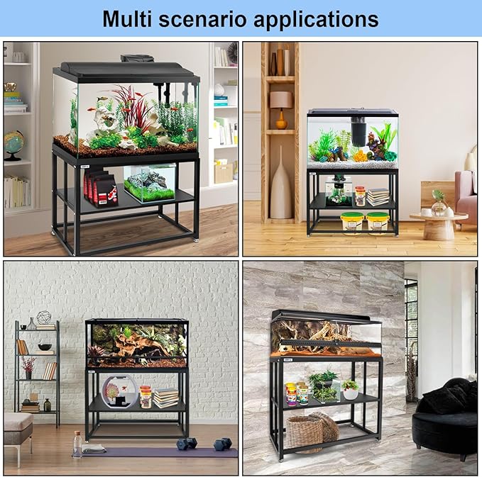 Fish Tank Stand Heavy Duty Metal Aquarium Stand 40 Gallon Tank Stand 660LBS 36.5" L x 18.5“W x29.5”H, Double Layer for Home and Office More Storage Space, Black