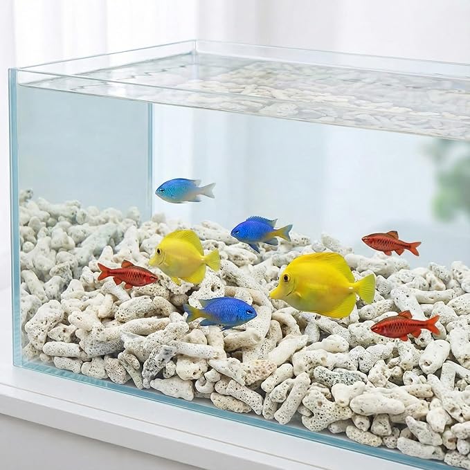 Crushed Coral Filter for Freshwater Aquarium pH Buffer Media, 1.1lb Natural Coral Gravel with Reusable Mesh Bag for Fish Tank Cichlid Substrate, Calcium Mineral for Snails