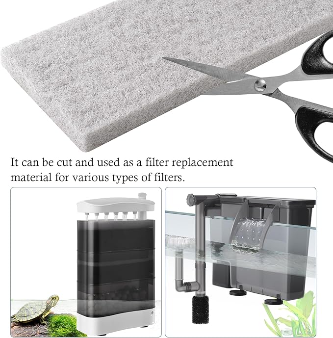 4-Pack Mixed Aquarium Filter Sponge, Cut-to-Fit Filter Media with Ammonia&Carbon&Phosphate Reducer, Aquarium Foam Floss for Fish Tank Sump Ponds (12.6" x 5" x 1'')
