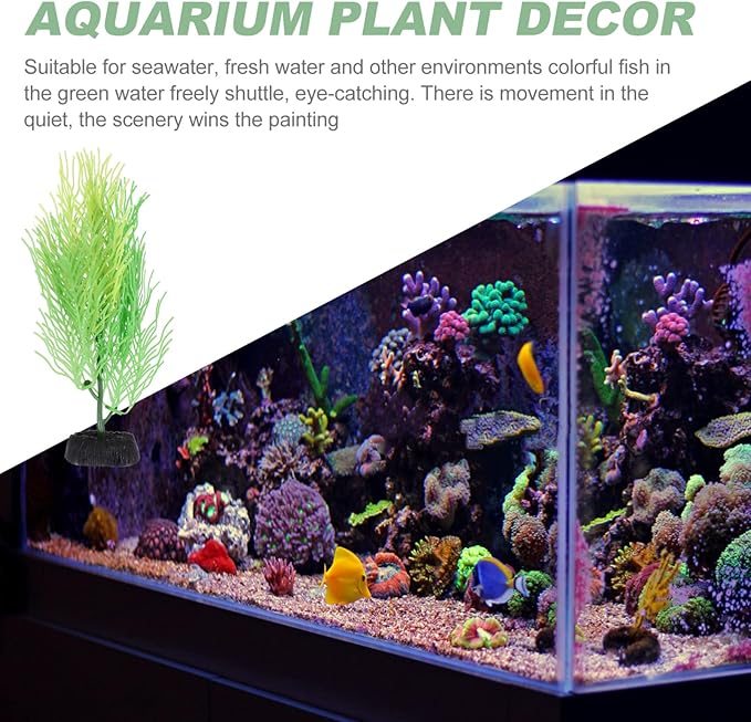 STOBOK 1Pc Artificial Aquarium Plants, Artificial Hornwort Plant Coral Decor Fish Tank Plants Coral Reef Decor Seaweed Decor for Aquarium Decorations Ornaments, Green
