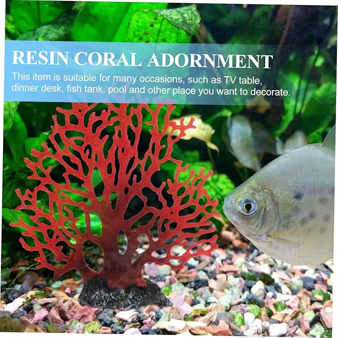 SUPVOX 1pc Artificial Coral Aquarium Coral Ornaments Landscaping Decor Resin Coral Adornment Fish Tank Coral Decor Tabletop Ornament Red Coral Ornament Red Coral Adornment, 22.5X20CM
