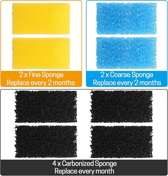 AquaMiracle 3-Stage Aquarium Filter(for 70-100 Gal Tanks) with Filter Sponges Pack