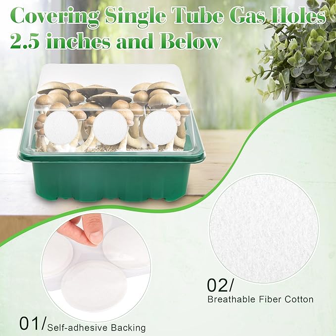 24PCS Monotub Filters, Self-Adhesive Monotub Filter Discs Replacements for Mushroom Growing Supplies