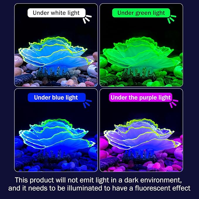 Dynamic Glow in The Dark Aquarium Decorations: Unleashing Visual Effects with Soft Silica Gel, Changing Lights, and Colorful Glowing Coral Ornaments for Enchanting Fish Tank Decor