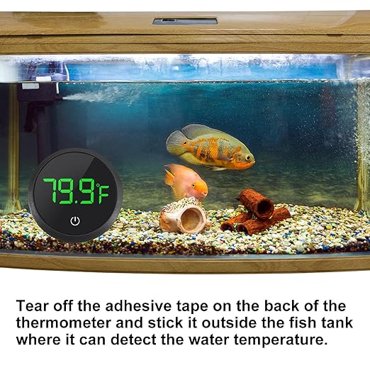 4PCS LED Aquarium Thermometer Fish Tank Thermometer Reptile Terrarium Water Temperature Test Digital Thermometer for Fish, Axolotl, Turtle and Aquatic