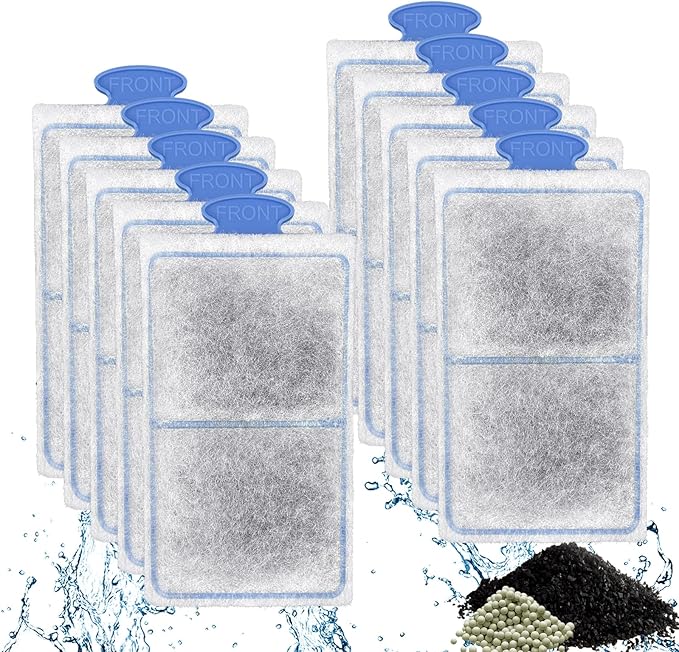 driamor 10 Pack PF-S Fish Tank Filter Cartridges Compatible with PF10 Power Filters Small Fish Tank Filters Cartridge Thickened Cotton with Zeolite Aquarium Filter Cartridge Replacement