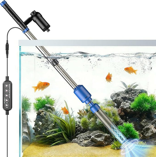 bedee Aquarium Vacuum Gravel Cleaner, 24W Electric Fish Tank Cleaner Vacuum, 6 in 1 Multifunctional Aquarium Cleaner for Automatic Water Change, Wash Sand, Water Circulation and Timed Off