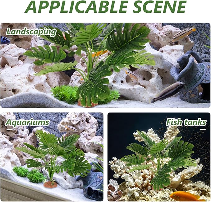Happyyami Artificial Aquarium Plants High Simulation Fake Aquatic Plant for Tank Decoration Fade-Resistant Lightweight Safe for Fish Lively Atmosphere Look