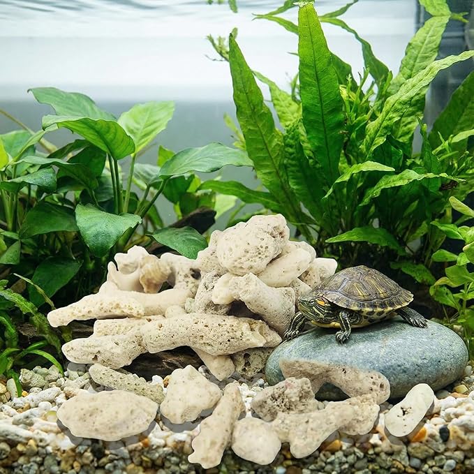 Crushed Coral Filter for Freshwater Aquarium pH Buffer Media, 1.1lb Natural Coral Gravel with Reusable Mesh Bag for Fish Tank Cichlid Substrate, Calcium Mineral for Snails