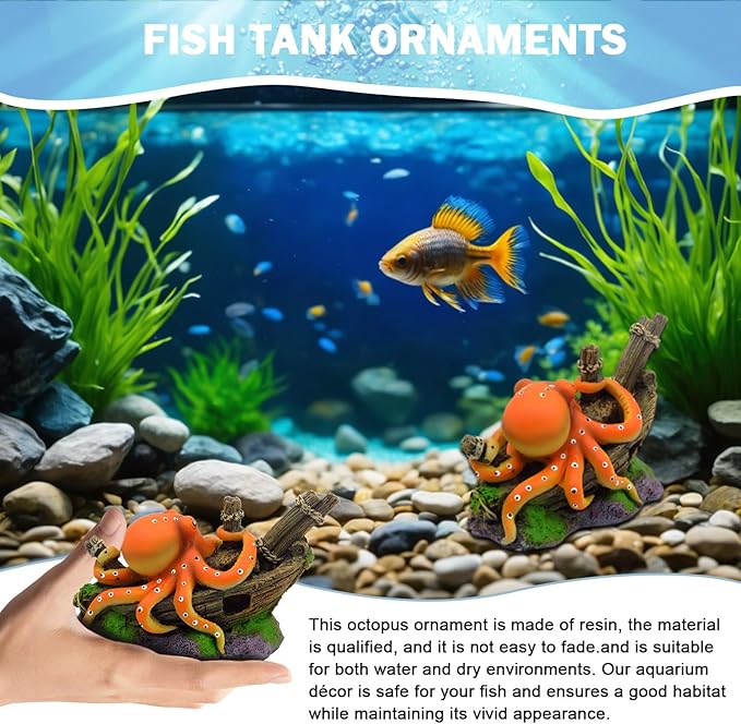 Octopus Decor, Small Octopus Fish Tank Decorations, Aquarium Decorations Ideal Gift for Love Fish Farming