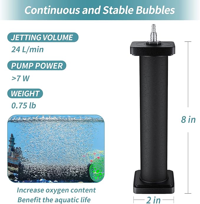 Pawfly Aquarium 8 Inch Air Stone Cylinder for Larger Pump Bubble Diffuser for Outdoor Pond Garden Circulation System and Large Fish Tanks