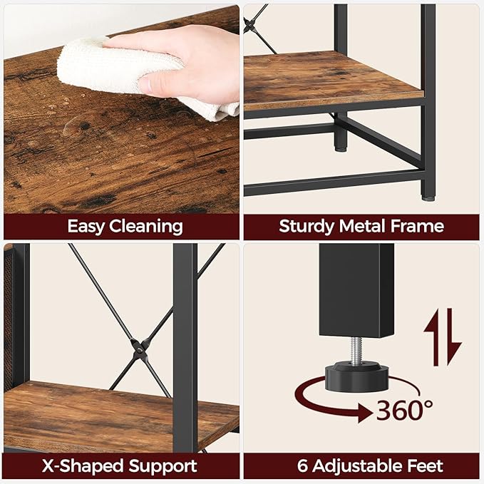 MAHANCRIS 40-50 Gallon Fish Tank Stand, Aquarium Stand with Power Outlet and Storage Cabinet, Heavy Duty Tank Stand Suitable for Turtle Tank, Reptile Terrarium, for Home Office, Rustic Brown FTHR50E01