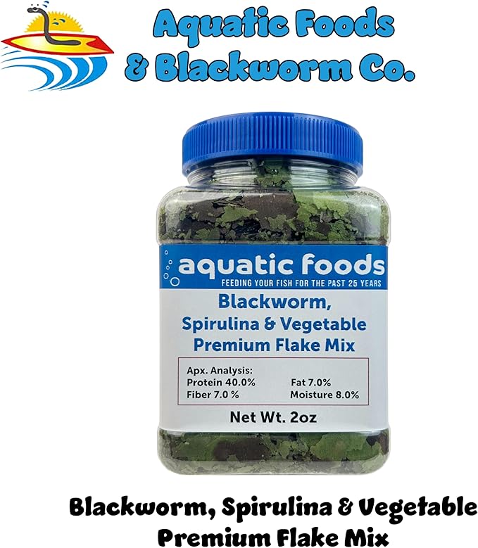 California Blackworm, Spirulina, Vegetable Premium Flakes for Discus, Cichlids All Community Tropical Fish Also Pellet Mix, Wafer Mix Included…2oz