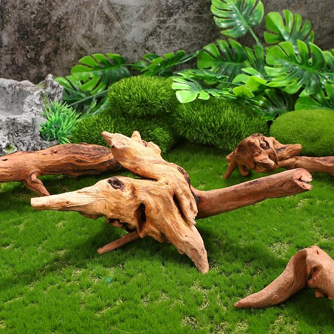 Toddmomy Aquarium Driftwood 4Pc Set 7.48In Natural Fish Tank Wood Decor for Freshwater Aquascaping Fish Cave and Hiding Spots
