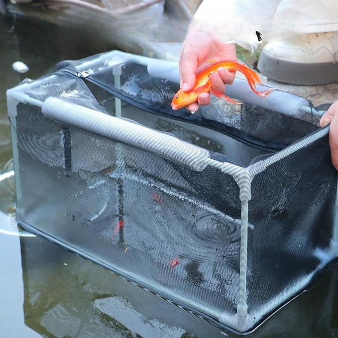 Aquarium Separation Net Breeding Box Nylon Mesh Multipurpose Pp Frame with Zipper for Fish Spawn Hatchery Easily Install, 62x32x32cm