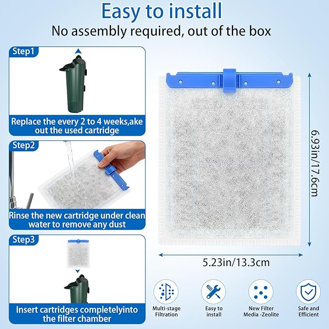 12 Large Filter Cartridges Compatible with Tetra Whisper Bio-Bag Filter Cartridges Large, for Whisper 20i 40i, IQ20/30/45/60,PF20/30/40/60 and Repto Filter, for Large Aquarium Filter Cartridge