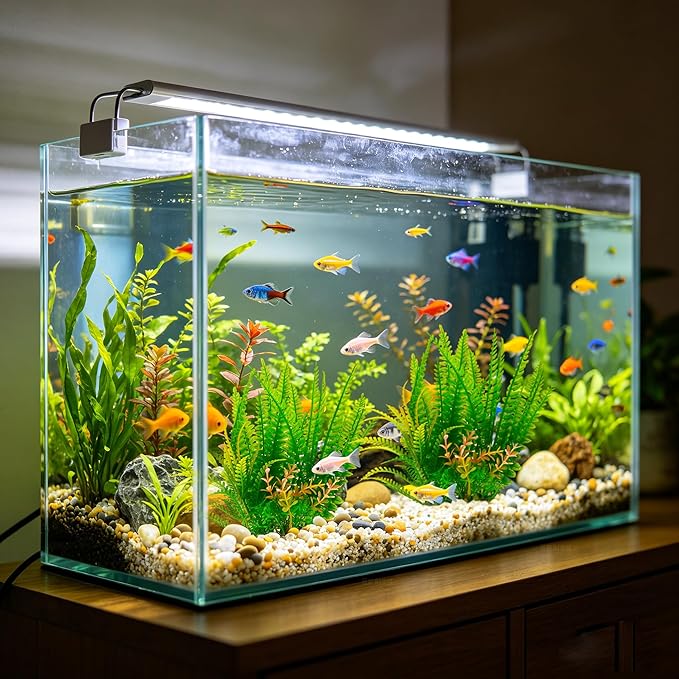 2 Pack Aquarium Decor Plastic Plants, Large Artificial Fish Tank Plant, Fish Tank Decorations-7.1" Tall