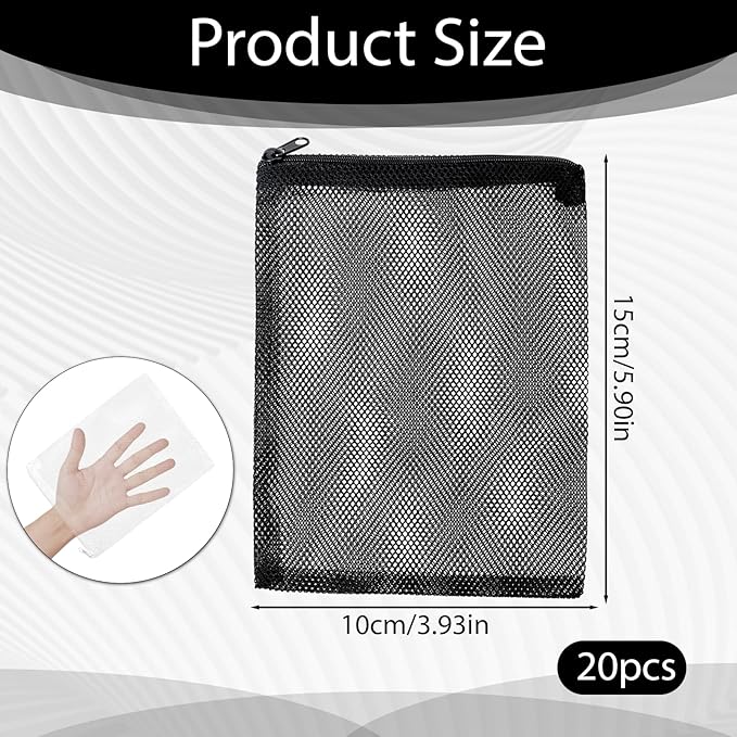 20Pcs Reusable Aquarium Media Bag, Aquarium Filter Media Bags, Fine Mesh Bag with Zipper for Tank Aquarium, 2 Colors (6" x 4")