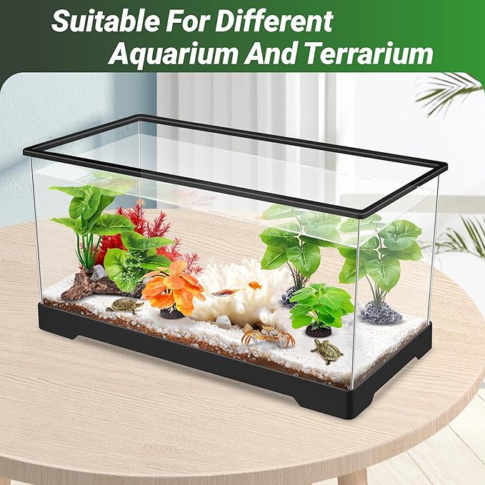 GOZILLA Fish Tank Plants, Reptile Artificial Plastic Plants, Reptile Plants for Terrarium, Aquarium Decorations Resin Pedestal Ornaments for Fish Tank Accessories Set.(5PCS/A-Set)
