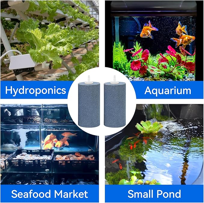 AQUANEAT 4x2 inch Aquarium Air Stones 10pcs, Aerator Diffuser,Air Stones for Aquariums,Fish Tanks,Pond and Hydroponics