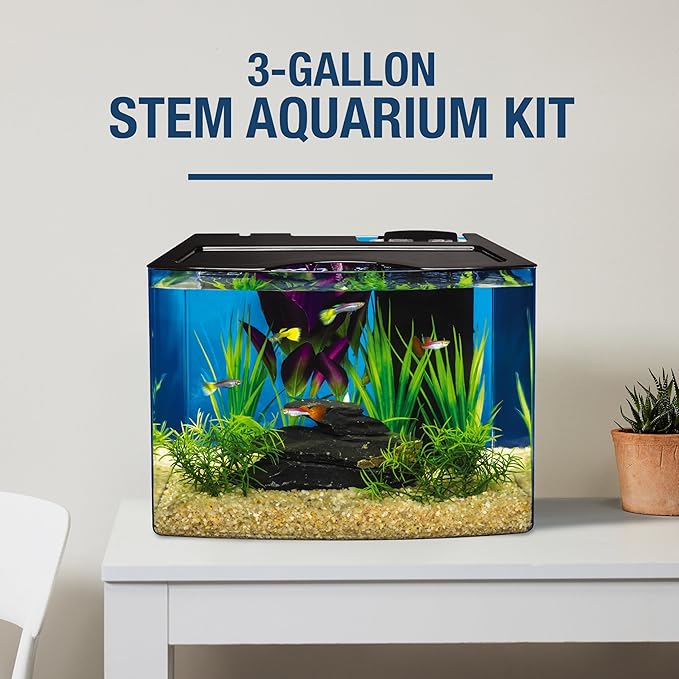 Tetra Crescent STEM Aquarium Kit 3 Gallons, Curved-Front Fish Tank with LEDs and STEM Activity Guide