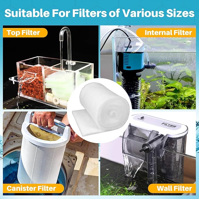Aquarium Filter Pad - Aquarium Filter Media, Aquarium Filter Floss,39.4 x 11.8in Filter Pad, Filter Floss for Fish Tank, Aquarium, Ponds,Garden?Saltwater, Fershwater,Plant, Trutle(White)