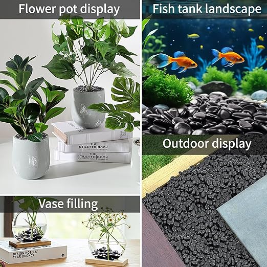 20lb Black River Rock, Suitable for Aquarium Gravel, vase Decorative Stone, Plant Rock, Rock for houseplants