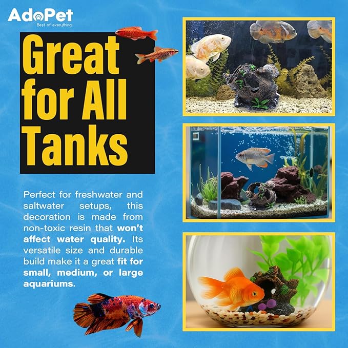 Colorful Resin Fish Tank Ornament with Multiple Hiding Spots, Safe Shelter for Small and Medium Aquariums, Stress-Relief Underwater Decor, Easy to Clean (Oak Barrel)