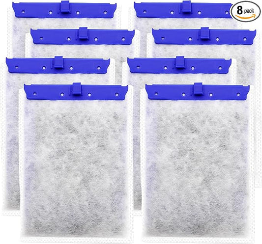 8 Pack Large Aquarium Filter Cartridges Compatible with Whisper Bag Filter Series Fits Models 20i, 40i/IQ20, 30, 45, 60/PF20, 30, 40, 60