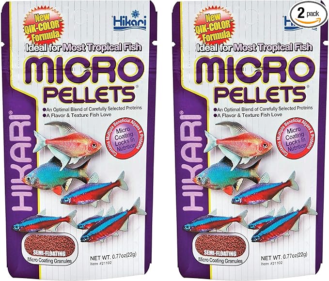 Hikari Tropical Semi-Floating Micro Pellets Fish Food, 0.77 Oz (22g) | Pack of 2