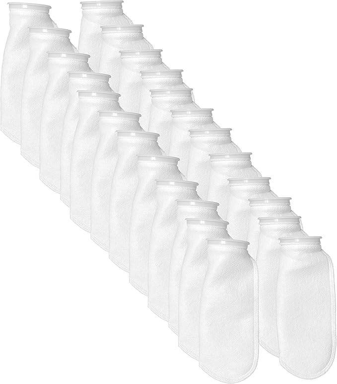 Sock Filters - 200 Micron - Aquarium Felt Filter Bags - Custom Made in USA (4 Inch Ring by 14 Inch Long 24 Pack)