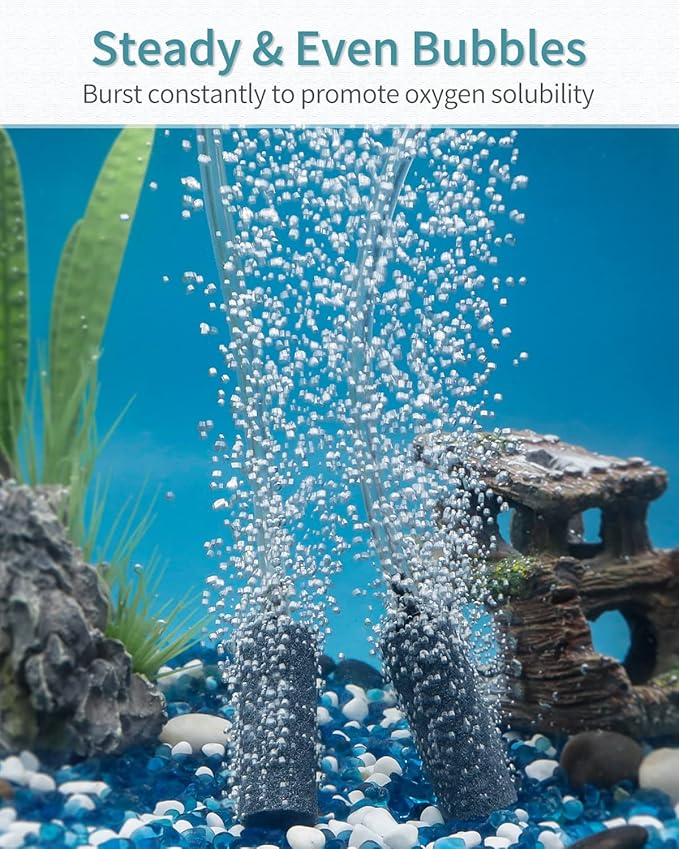 Pawfly Aquarium Air Stone Bubbler 2 Inch Cylindrical Bubble Release Tool Oxygen Diffuser for Air Pump Fish Tank Bucket Small Pond and DWC Reservoir, 10 Pack