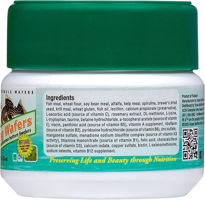 Ocean Nutrition Algae Wafers, Tropical Fish Food, Pleco Wafers, Algae Wafers for Bottom Feeders, Nutritionally Balanced Vegetarian Fish Food for Herbivorous Bottom Feeders, 2.6 oz (75 g)