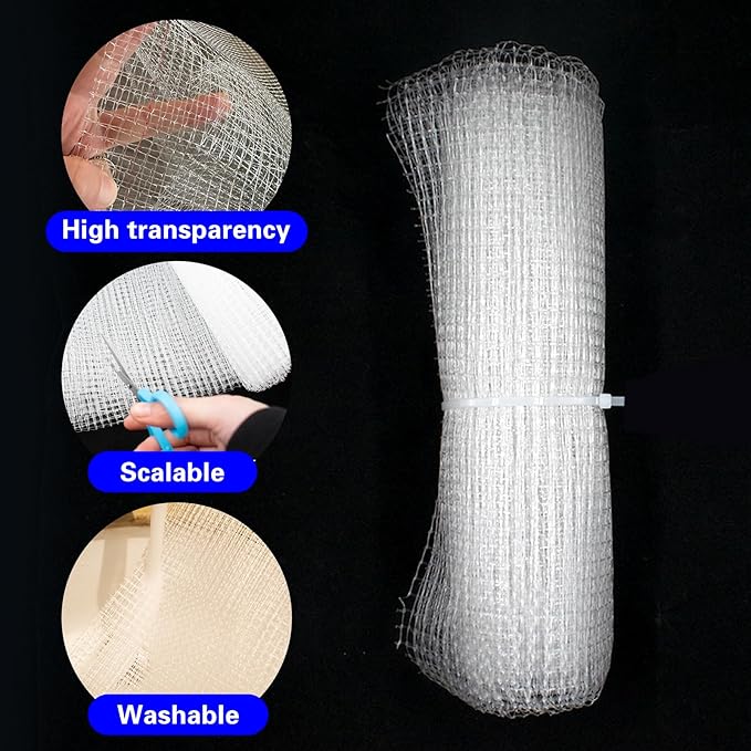 3.28 x 6.56 ft Clear Mesh Netting with 8 Traceless Screws, Plastic Cuttable Fish Tank Anti-Jump Protective Lid, Air Screen Net for Aquarium Covering