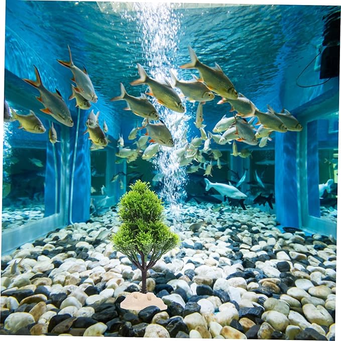 1pc Lifelike Christmas Tree Aquatic Plants for Fish Tank Decor Aquarium Landscaping Vivid Fake Water Plants for Home Desktop Aquarium Decoration