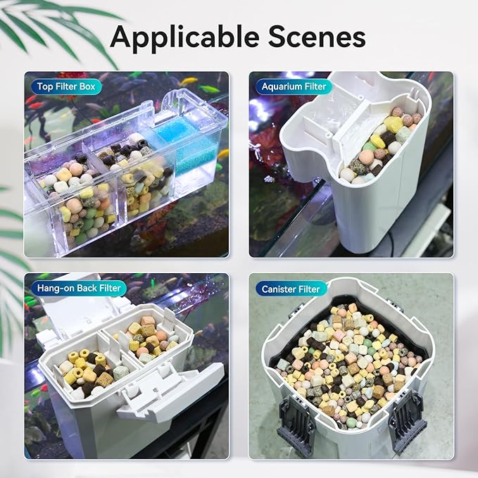 Aquarium Filter Media for Freshwater & Marine Tank Bio House Filter Media with Ceramic Cube Brick & Bio Cube, Helps Maintain Clear Water for Sump, Pond & Koi Fish Tanks