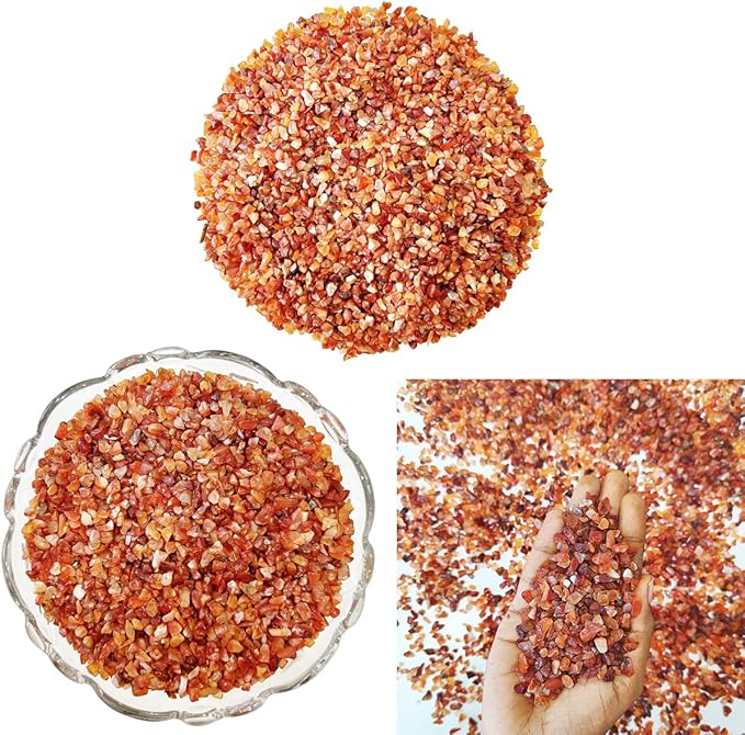 Shubhanjali 1 lbs Red Carnelian Chips Stone Small Crushed Crystal Healing Pebble Rocks Stone Decorative Natural Stones Gravels for Aquarium Home Decor, Garden and Table