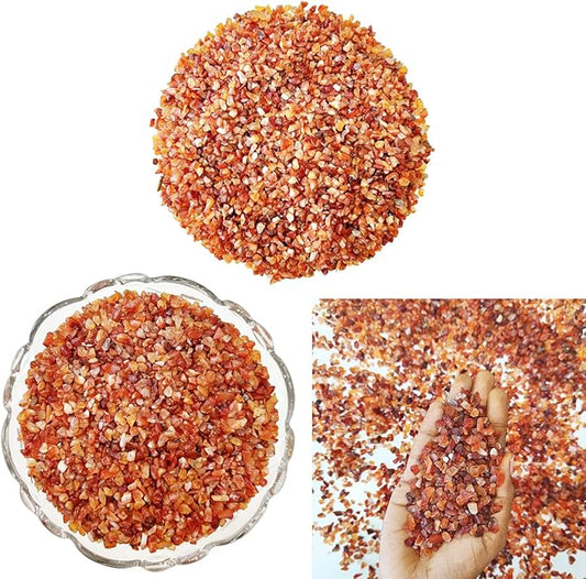 Shubhanjali 1 lbs Red Carnelian Chips Stone Small Crushed Crystal Healing Pebble Rocks Stone Decorative Natural Stones Gravels for Aquarium Home Decor, Garden and Table