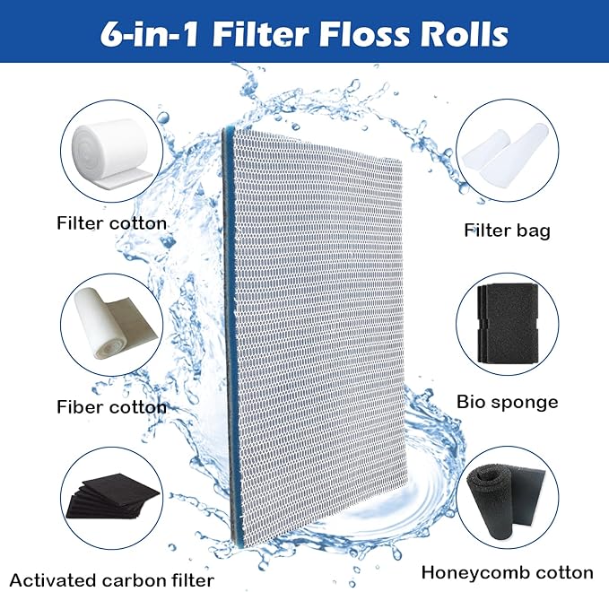 Aquarium Filter Media Pad,8-Layer 15.7 x 11.8 in Washable Cuttable Filters Sponge Pads Foam Filter Floss Accessories for Fish Tank Pond Aquariums